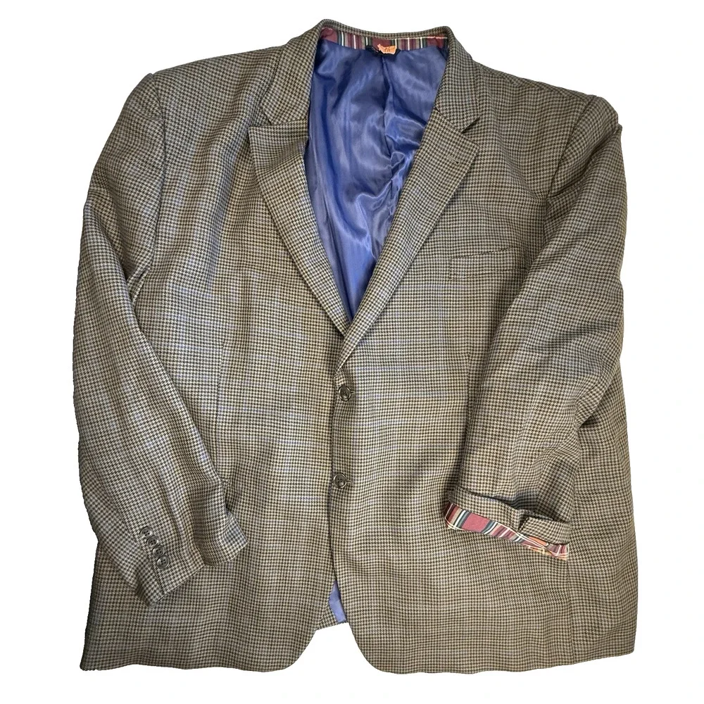 Haines & Bonner London Men's 58R New Wool Houndstooth Sport Coat Jacket Heritage